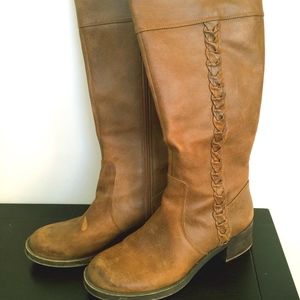 Lucky Brand Braided Leather Riding Boots